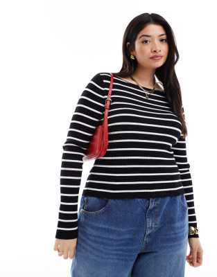 Top Donna Maniche Lunghe A Righe Girocollo – Casual Morbido In Poliestere - 2
