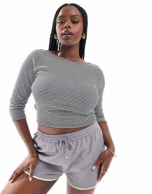 Asos Design Curve - Top A Righe Con Schiena Scoperta Con Incrocio-Multicolore