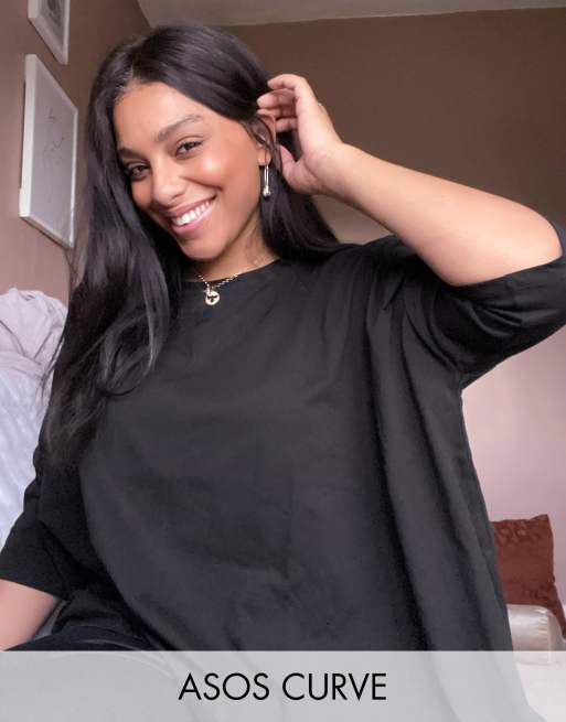 ASOS DESIGN Curve - Top ample à manches chauve-souris - Noir