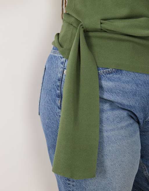 ASOS DESIGN Curve top asymétrique drapé kaki, 3 de 4