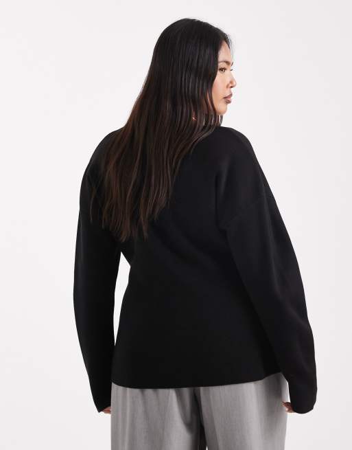 ASOS DESIGN Curve - Top avec col V - Noir, 4 de 4