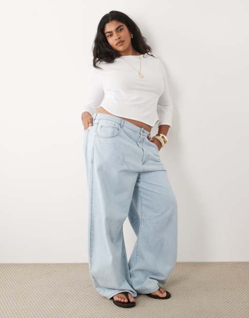 ASOS DESIGN Curve top bianco con maniche a 3/4 e scollo a barchetta, 3 di 4