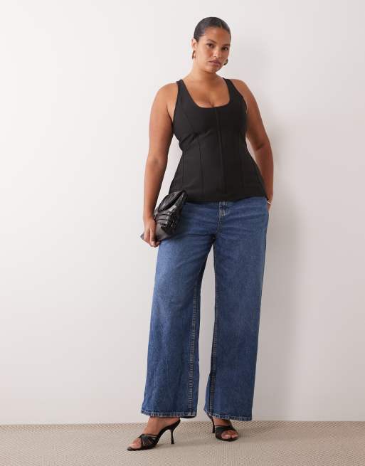 ASOS DESIGN Curve top con collo alto cut-out e dettaglio con gancio e barretta nero, 2 di 4