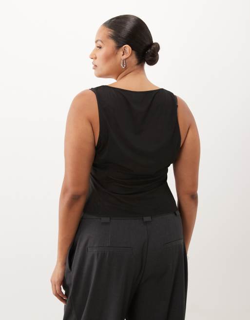 ASOS DESIGN Curve top corsetto in rete nero, 4 di 4