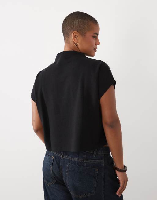 ASOS DESIGN Curve top corto squadrato supersoft nero, 3 di 4