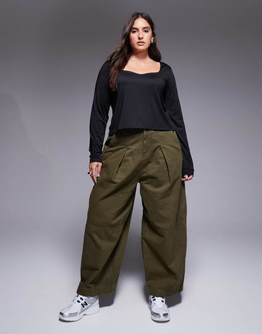 ASOS DESIGN Curve - Top double épaisseur à manches longues et encolure dégagée arrondie - Noir, 3 de 4