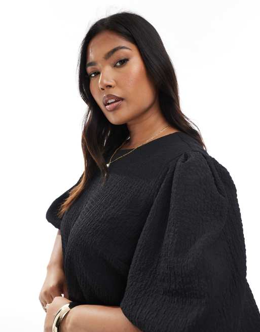 ASOS DESIGN Curve - Top i krølstof med pufærmer, 3 af 4