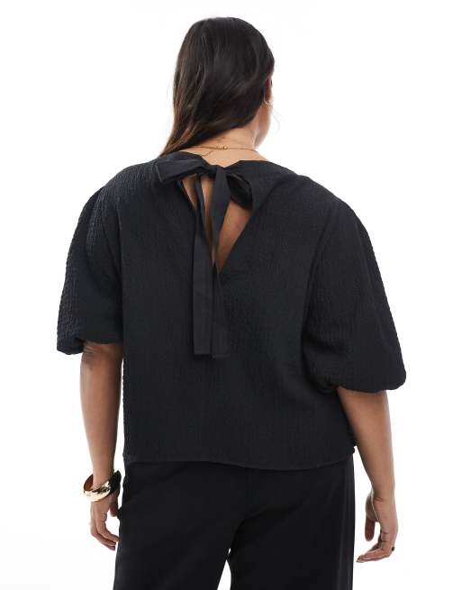ASOS DESIGN Curve - Top stropicciato con maniche a sbuffo, 4 di 4