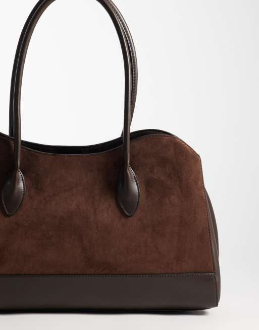 ASOS DESIGN curve top tote bag in chocolate, 2 of 4