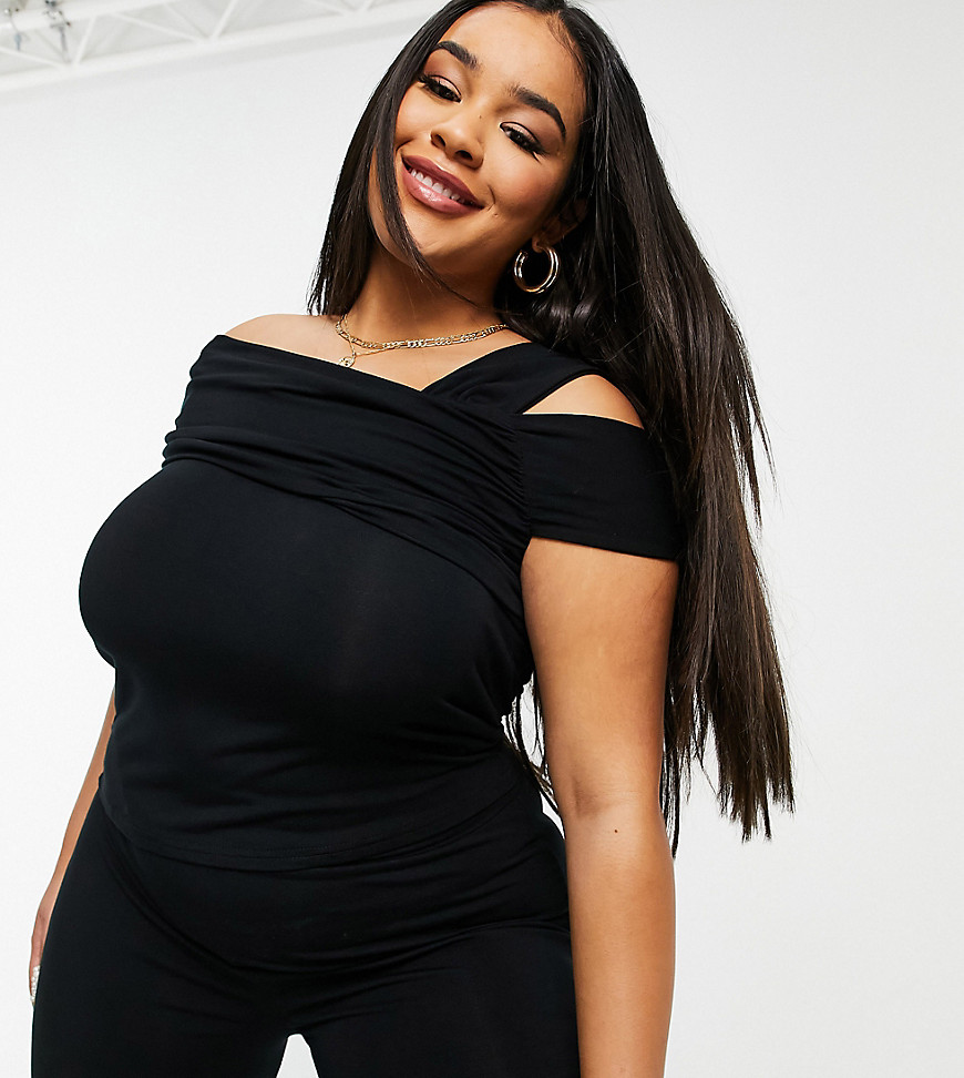 ASOS DESIGN Curve top with chunky strap detail in black