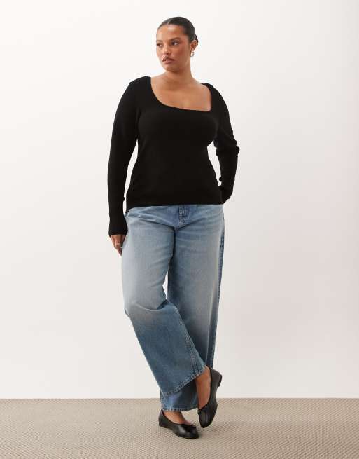 ASOS DESIGN Curve topp med rund halsringning i svart, 2 av 4