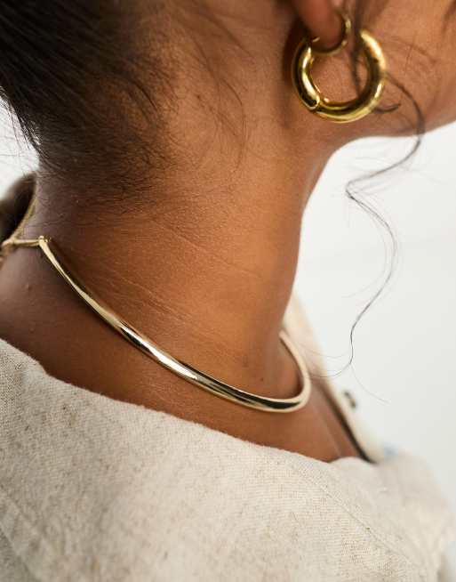 ASOS Design Torque Choker with Circle Pendant Charms in Gold Tone