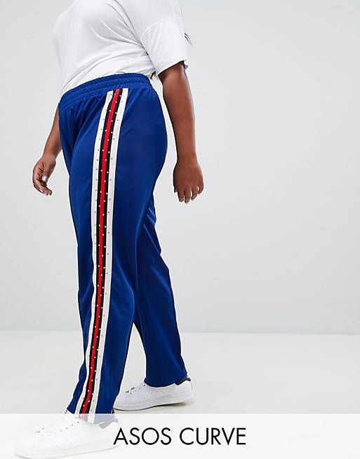 ASOS DESIGN Curve track pants with studded side tape