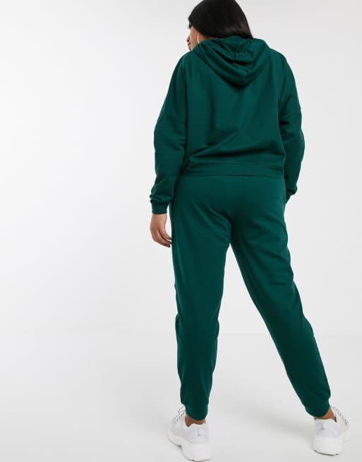 ASOS DESIGN Curve tracksuit hoodie slim jogger with tie in organic cotton