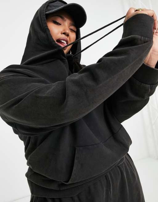 ASOS DESIGN Curve tracksuit hoodie / trackies in washed charcoal , 2 of 4