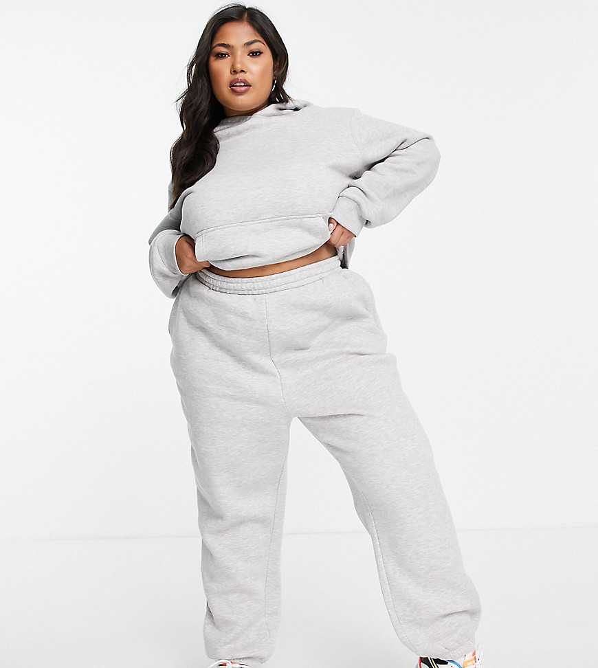 ASOS DESIGN Curve tracksuit ultimate oversized hoodie / sweatpants in gray heather-Grey