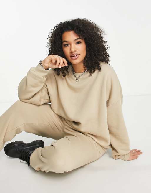 ASOS DESIGN Curve tracksuit ultimate sweat jogger in neutral