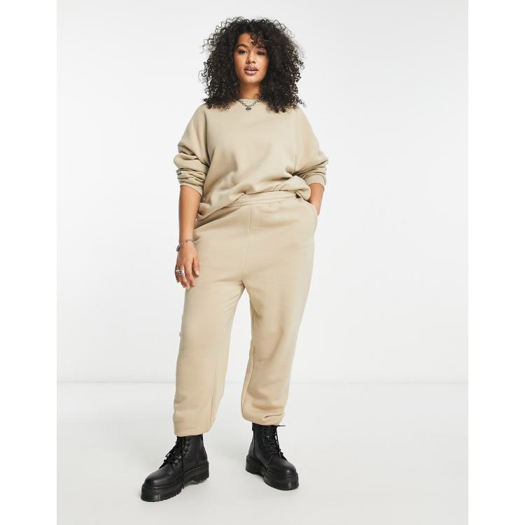 ASOS DESIGN Curve tracksuit ultimate sweat sweatpants in neutral