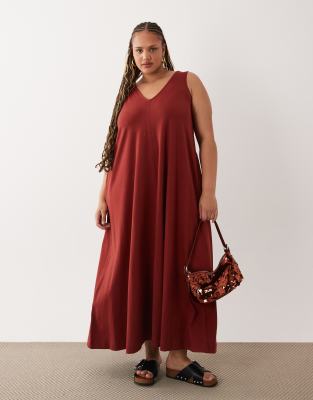 Asos Curve Asos Design Curve Trapeze Maxi Dress In Red