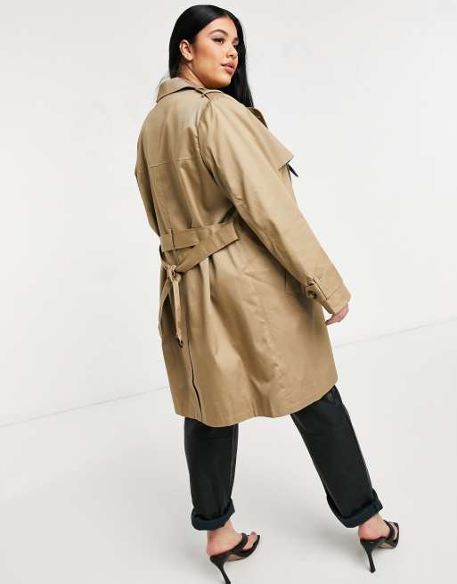ASOS DESIGN Curve trench coat in stone, 2 of 4