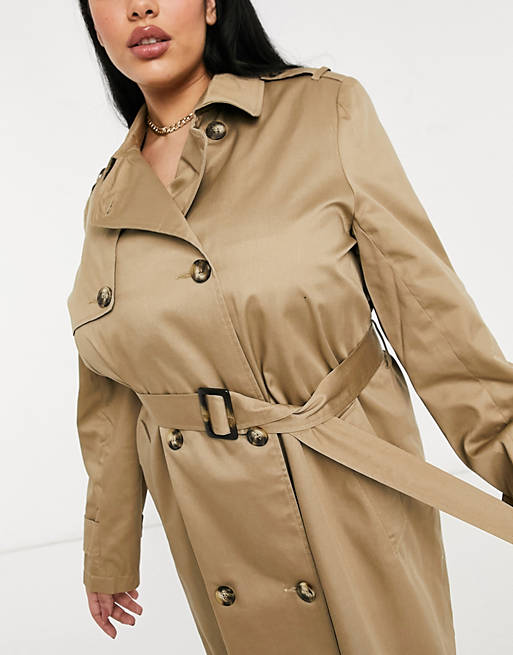 Women Curve trench coat in stone 