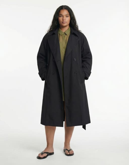ASOS DESIGN Curve - Trench-coat long et déperlant - Noir, 9 de 11