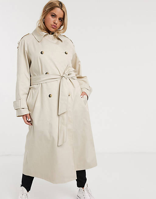ASOS DESIGN Curve - Trench-coat long - Taupe