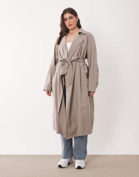 ASOS DESIGN Curve - Trench long doux - Champignon - view 1