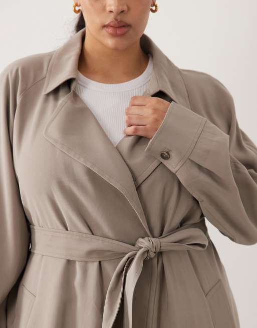 ASOS DESIGN Curve - Trench long doux - Champignon, 3 de 4