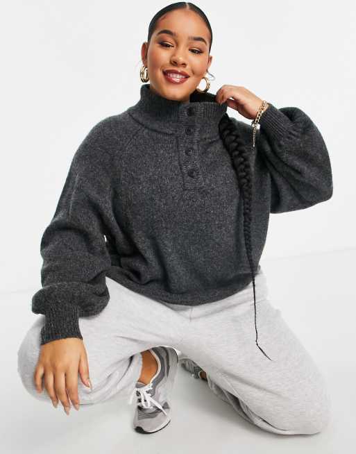 ASOS DESIGN Curve - Trui met knoopbies in grijs, 4 van 4