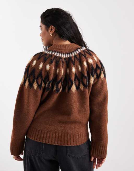ASOS DESIGN Curve - Trui met pluizige schouderpas in toffee, 4 van 4