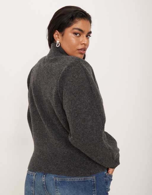 ASOS DESIGN Curve - Trui met schoudervulling en oversized mouwen in antracietgrijs, 4 van 4