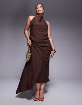 Fashionkilla double sculpted slinky square neck sheer hem maxi dress in black