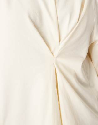 Asos Curve Asos Design Curve Tuck Detail Long Sleeve Tee In White