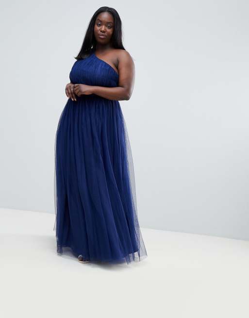 Asos design tulle 2025 one shoulder maxi dress