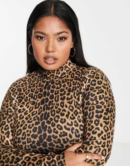 ASOS DESIGN Curve turtle neck bodysuit in leopard print | ASOS