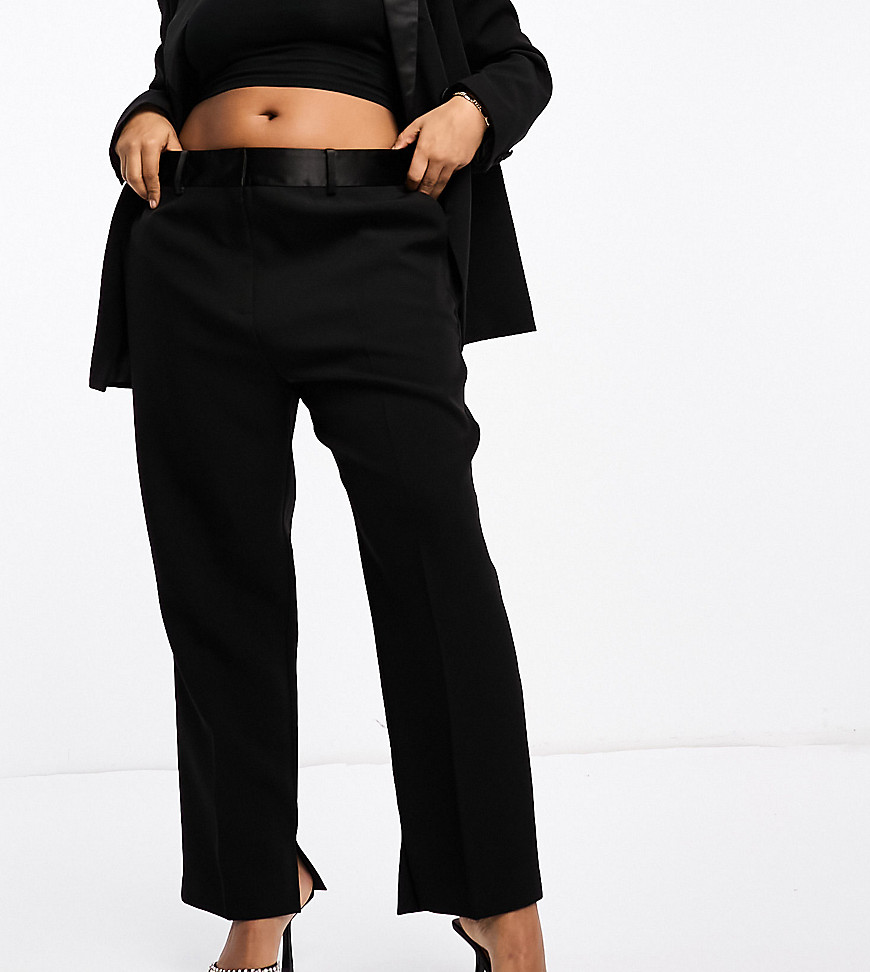 ASOS DESIGN Curve tux tapered trousers in black