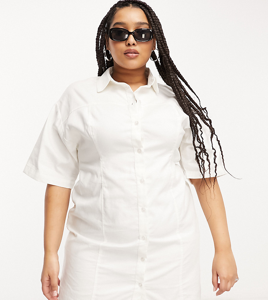 Asos Curve Asos Design Curve Twill Mini Shirt Dress In White