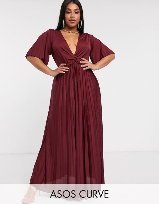 ASOS DESIGN Curve twist detail pleated kimono maxi dress