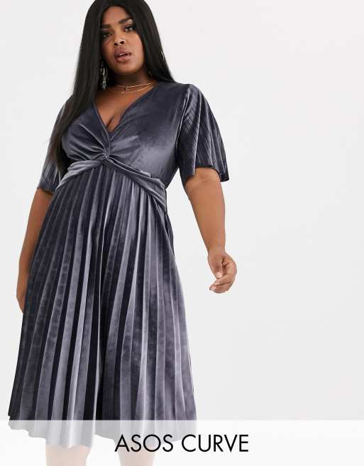 Asos design curve twist detail pleated kimono midi dress sale