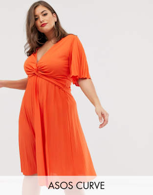 asos design curve kimono pleated maxi dress