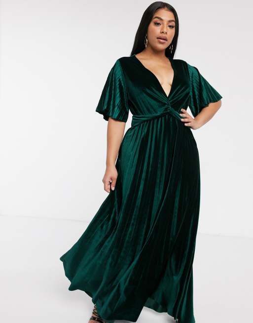 Green velvet wrap deals dress plus size