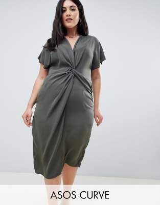 curve midi dress with sleeves