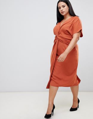 asos design twist midi dress with kimono sleeve