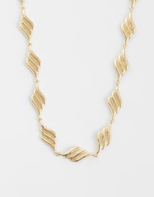 Asos Curve Asos Design Curve Twisted Link Gold Tone Necklace