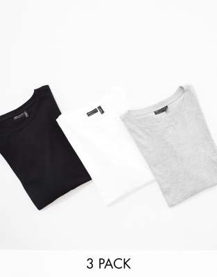 ASOS DESIGN Curve - Ultimate - 3er-Pack T-Shirts aus Baumwollmix mit Rundhalsausschnitt - MULTI-Bunt