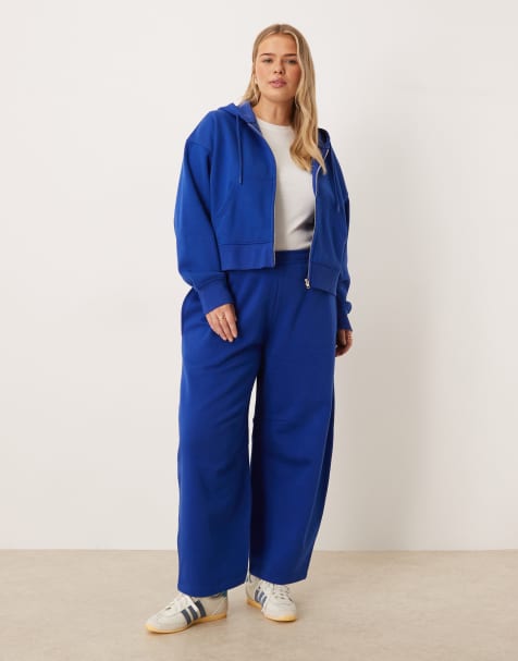 ASOS DESIGN Curve ultimate brushback co-ord in deep blue - view 1