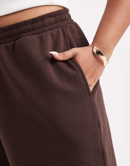 ASOS DESIGN Curve - Ultimate - Brushback joggingbroek met aansluitende boorden in chocoladebruin, 4 van 5