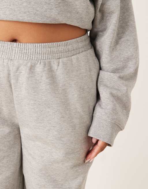 ASOS DESIGN Curve - Ultimate - Brushback joggingbroek met aansluitende boorden in gemêleerd grijs, 5 van 5