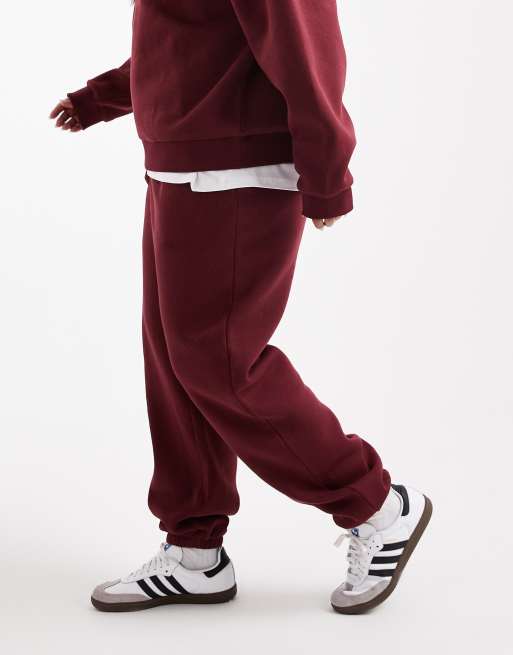 ASOS DESIGN Curve - Ultimate - Brushback joggingbroek met boorden in bordeauxrood, 4 van 5